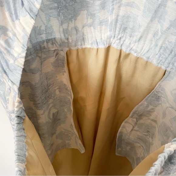 Vince Dahlia Print Long Bell Sleeves Double V Neck Rayon Flowy Maxi Dress - Picture 9 of 12